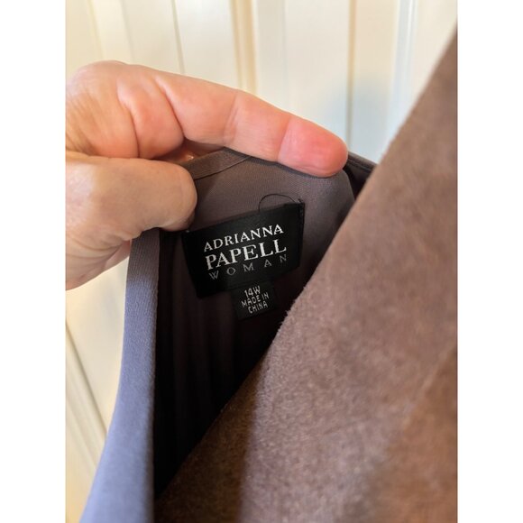 Adrianna Papell Womens Draped Cowl Neck Dress 14W Taupe Jersey - Picture 6 of 8